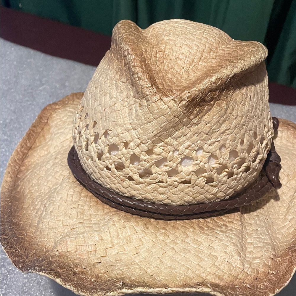 O'rageous Western Flexible Straw Hat Distressed Boho Festival Cowgirl Rodeo O/S - Picture 2 of 10